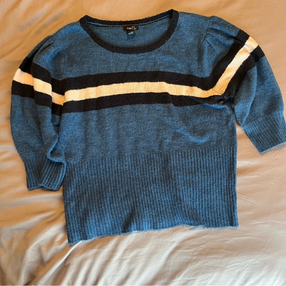 Rue21 blue sweater with 3/4 length sleeves